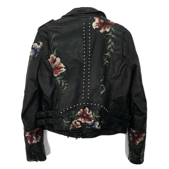 BLANKNYC Black Floral Faux Leather Moto Jacket - Picture 10 of 12